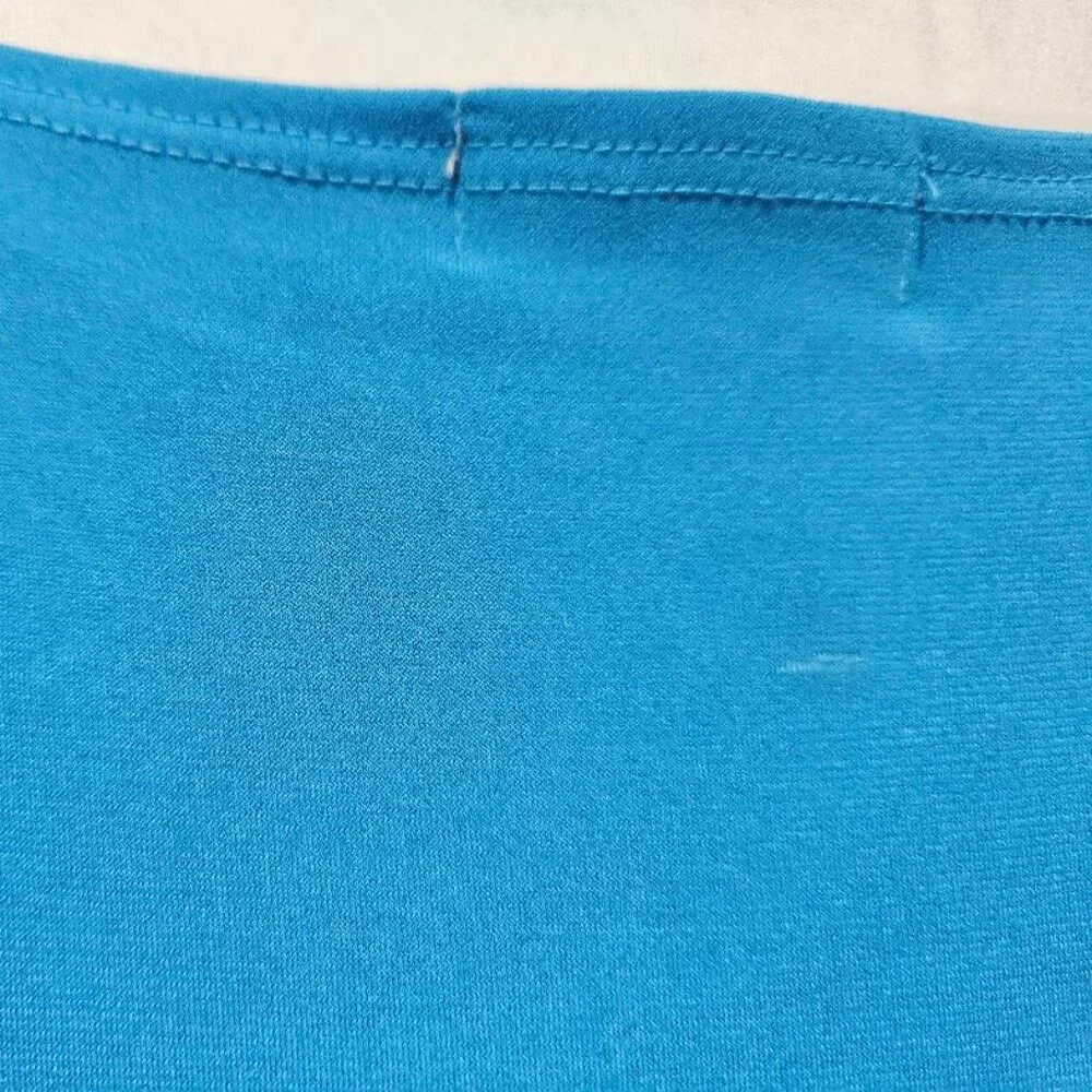 TURQUOISE BLUE SLEEVELESS CUTOUT CONTEMPORARY TOP 26/28 CRUISE RESORT TRAVEL - Picture 5 of 5